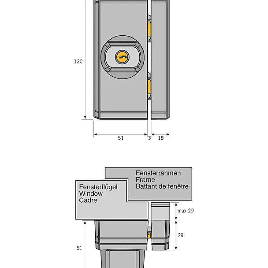 Verrou pour fenêtre/baie acier blanc-Abus Online
