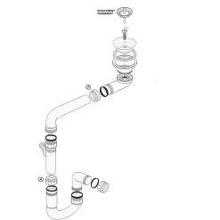 Vidage 1 bac écoulement libre pour évier sans trop plein - Siphon gain de place-Cuisissimo Hot