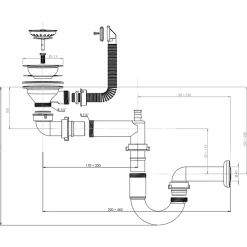 Vidage 1 bac CUIPD661-A pour évier inox NINO 1 bac 100 cm - Siphon gain de place-Cuisissimo New