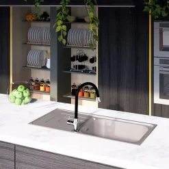 Vidage automatique 1 bac CUIPD093 pour évier inox - Siphon gain de place-Cuisissimo Sale