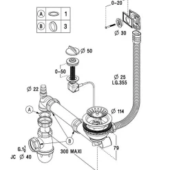 Vidage automatique 1 bac CUIPD019 évier CLEYA et V&B ARCHITECTURA - Siphon gain de place-Cuisissimo Discount