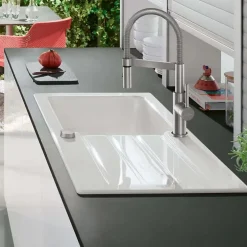 Vidage automatique 1 bac CUIPD019 évier CLEYA et V&B ARCHITECTURA - Siphon gain de place-Cuisissimo Discount