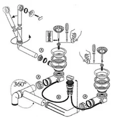 Vidage automatique 2 bacs CUIPD243 pour évier ARCHITECTURA - Siphon gain de place-Villeroy & Boch
