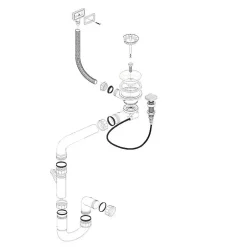 Vidage automatique gain de place 1 bac CUIPD033 pour évier inox - Siphon gain de place-Cuisissimo Outlet