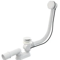 Vidage baignoire avec trop-plein - Bonde blanche - Flexible universel^Otitec Best