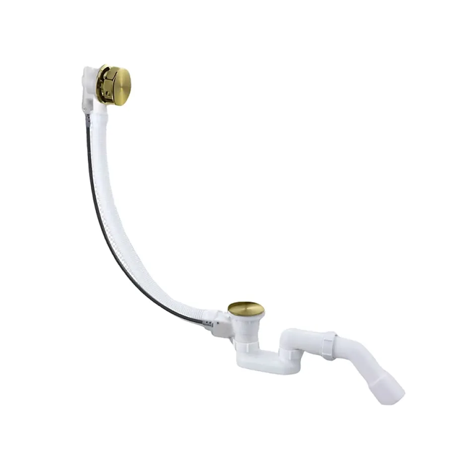 Vidage baignoire avec trop-plein - Bonde dorée - Flexible universel^Otitec New