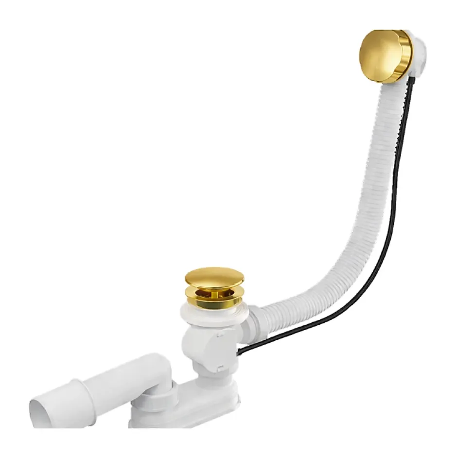 Vidage baignoire avec trop-plein - Bonde dorée - Flexible universel^Otitec New