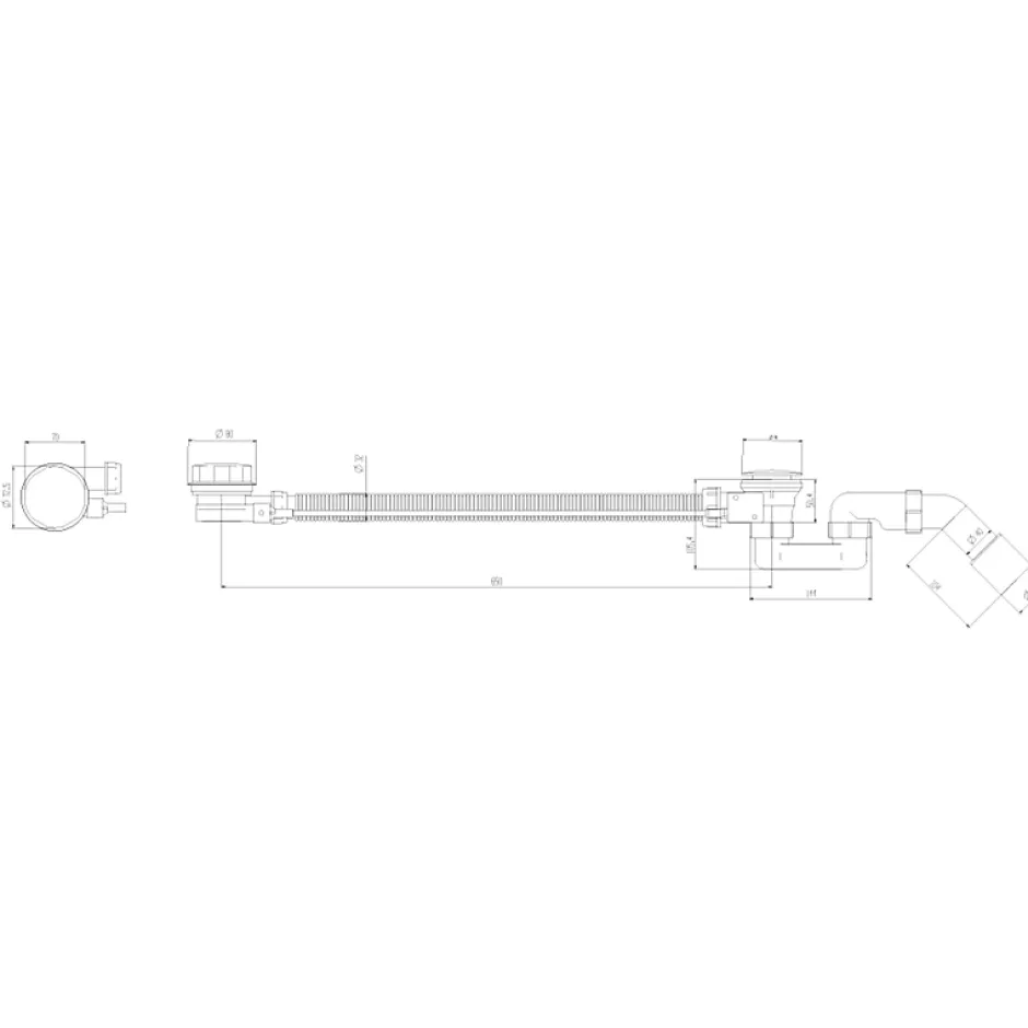 Vidage baignoire avec trop-plein - Bonde dorée - Flexible universel^Otitec New