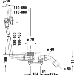 Vidage baignoire D-Code Chromé 35x8x40 cm-Duravit Outlet
