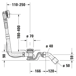Vidage baignoire 28x8x45 cm latéral^Duravit Best