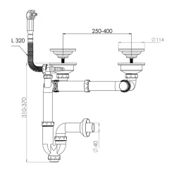 Vidage CUIPD663-A pour évier inox NINO 2 bacs 120 cm - Siphon gain de place-Cuisissimo Hot