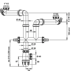Vidage d'évier universel - 2 bacs -^Valentin Clearance