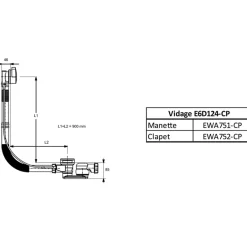 Vidage avec siphon extra-plat, câble long et trop pleins réglable^Jacob Delafon Online