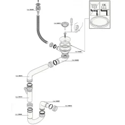 Vidage manuel 1 bac CUIPD366 pour évier Emeraude - Siphon gain de place-Cuisissimo Discount