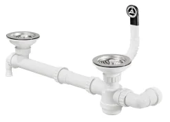 Vidage manuel complet pour évier 2 cuves avec trop plein rond - - FCTV090P08^Moderna Sale