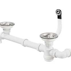 Vidage manuel complet pour évier 2 cuves avec trop plein rond - - FCTV090P08^Moderna Sale