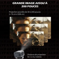 Vidéoprojecteur Android 13.0 FULL HD Design rétro pliable + Mini mur d'enceinte 20W bluetooth modulable 4-EN-1-Kyf Outlet