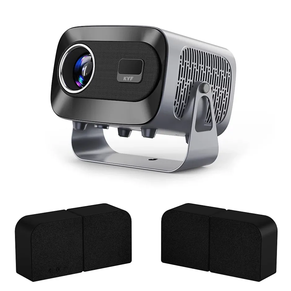Vidéoprojecteur Android 13.0 FULL HD Design rétro pliable + Mini mur d'enceinte 20W bluetooth modulable 4-EN-1-Kyf Outlet
