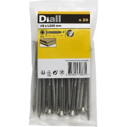 Vis à bois en acier inoxydable A2 pozidriv 6x100 mm - 20 pièces-Diall New
