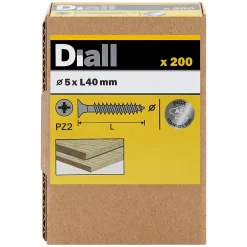 Vis à bois en acier inoxydable A2 pozidriv 5x40 mm - 200 pièces^Diall Clearance