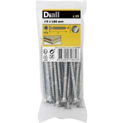 Vis à bois en acier inoxydable A2 pozidriv 6x80 mm - 20 pièces^Diall Best