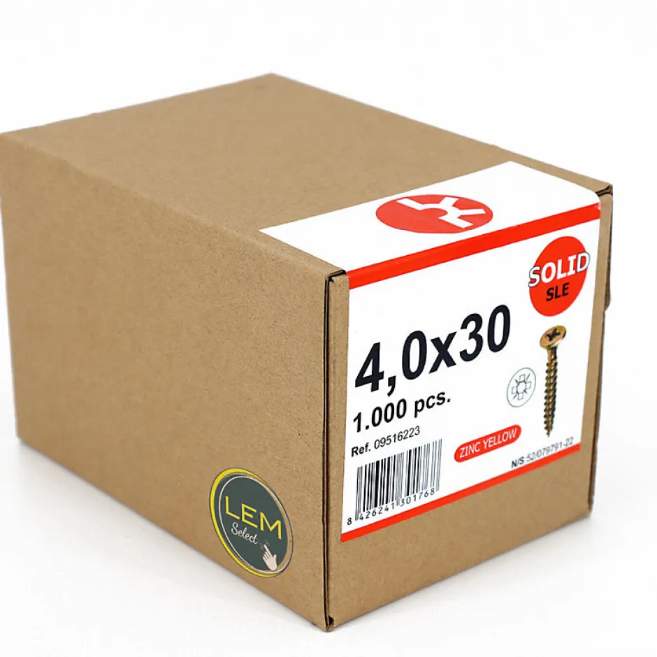 Vis à bois et agglo 4 x 30 mm tête fraisée POZIDRIV (boîte de 1000)-Lem Select Online