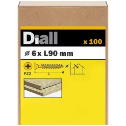 Vis à bois pozidriv tête fraisée zinguée jaune 6x90 mm - 100 pièces^Diall