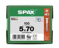 Vis à bois tête fraisée Spax Wirox torx 5 x 70 mm filetage partiel - 100 pièces^Spax France New