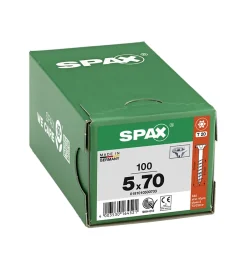 Vis à bois tête fraisée Spax Wirox torx 5 x 70 mm filetage partiel - 100 pièces^Spax France New