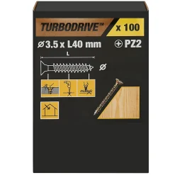 Vis à bois Premium pozidriv zinguée jaune 3.5x40 mm - 100 pièces^TurboDrive Hot