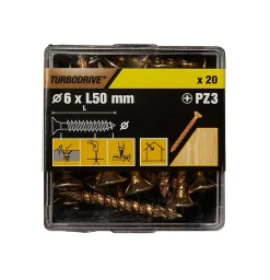 Vis à bois Premium pozidriv zinguée jaune 6x50 mm - 20 pièces^TurboDrive Clearance