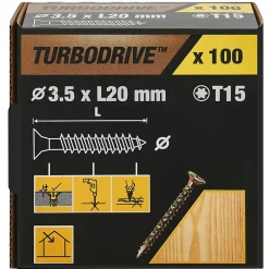 Vis à bois Premium torx zinguée jaune 3.5x20 mm - 100 pièces^TurboDrive Clearance