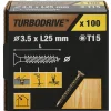 Vis à bois Premium torx zinguée jaune 3.5x25 mm - 100 pièces^TurboDrive Hot