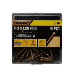 Vis à bois Premium pozidriv zinguée jaune 3x20 mm - 20 pièces^TurboDrive Clearance