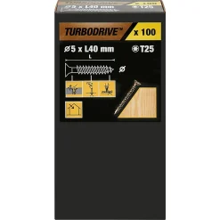 Vis à bois Premium torx zinguée jaune 5x40 mm - 100 pièces^TurboDrive Best