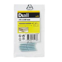 Vis à double filetage (bois/bois) 4x40 zingués mm - 5 pièces-Diall