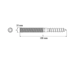 Vis à double filetage (métal/bois) 10x100 zingués mm - 5 pièces-Diall Discount
