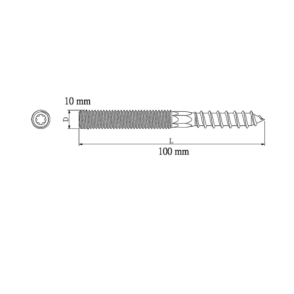 Vis à double filetage (métal/bois) 10x100 zingués mm - 5 pièces-Diall Discount