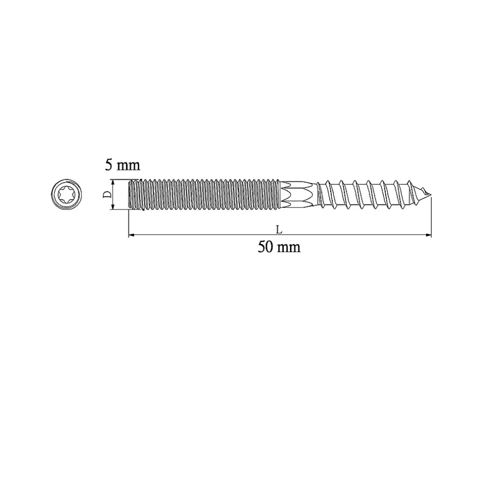 Vis à double filetage (métal/bois) 5x50 zingués mm - 5 pièces^Diall Online