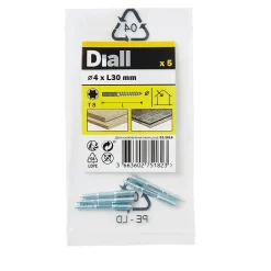 Vis à double filetage (métal/bois) 4x30 zingués mm - 5 pièces-Diall Clearance