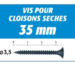 Vis Auto Perceuse 35 mm - Fixation des Plaques de Plâtre sur l'Ossature - Intérieur - Boîte de 1000 Pièces (Lot de 5000)-Semin Best