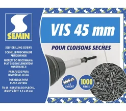 Vis Auto Perceuse 45 mm - Fixation des Plaques de Plâtre sur l'Ossature - Intérieur - Boîte de 1000 Pièces-Semin Discount