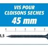Vis Auto Perceuse 45 mm - Fixation des Plaques de Plâtre sur l'Ossature - Intérieur - Boîte de 1000 Pièces (Lot de 3000)^Semin New