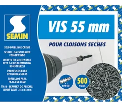 Vis Auto Perceuse 55 mm - Fixation des Plaques de Plâtre sur l'Ossature - Intérieur - Boîte de 500 Pièces (Lot de 1500)^Semin New