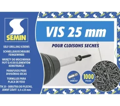 Vis Auto Perceuse 25 mm - Fixation des Plaques de Plâtre sur l'Ossature - Intérieur - Boîte de 1000 Pièces^Semin Discount