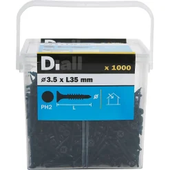 Vis autoperceuses pour plaque de plâtre, noir mat, 3,5x35 mm - 1000 pièces^Diall New