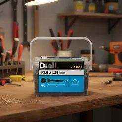 Vis autoperceuses pour plaque de plâtre, noir mat, 3,5x25 mm - 1000 pièces-Diall Outlet