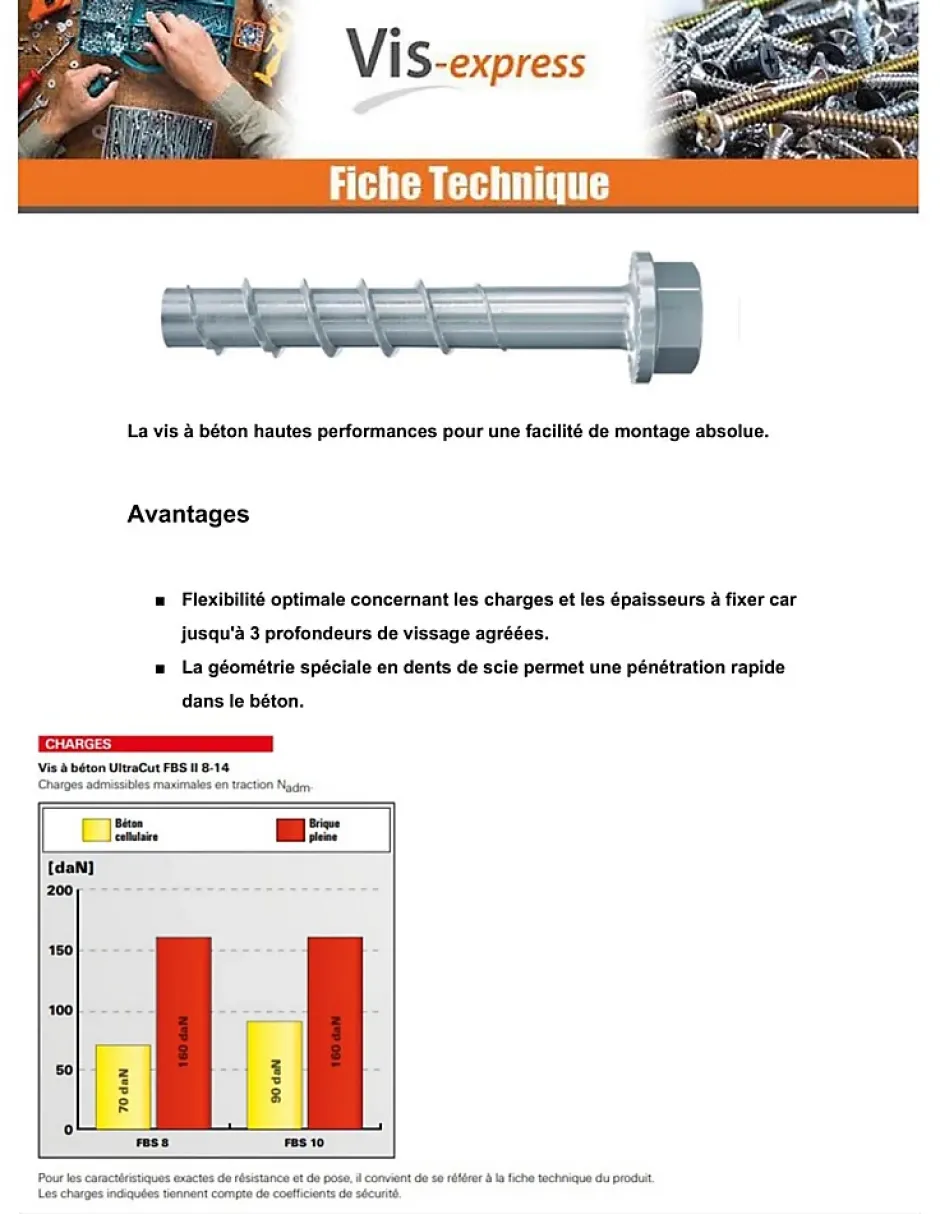 Vis béton - - FBS II US - 10 x 70 mm - Boîte de 50-Fischer Hot