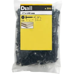 Vis de charnière zinguée noire 7x40 mm - 200 pièces-Diall