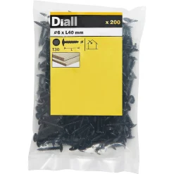 Vis de charnière zinguée noire 6x40 mm - 200 pièces^Diall